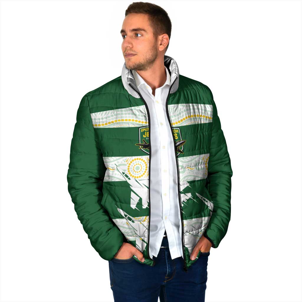 Ipswich Rugby Custom Padded Jacket Go Jets Aboriginal Art - Aussie Hoodie