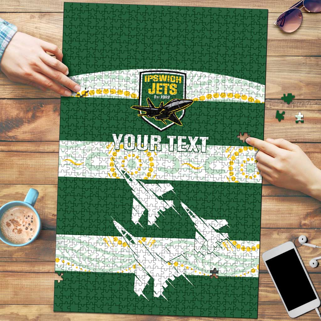 Ipswich Rugby Custom Puzzle Go Jets Aboriginal Art - Aussie Hoodie