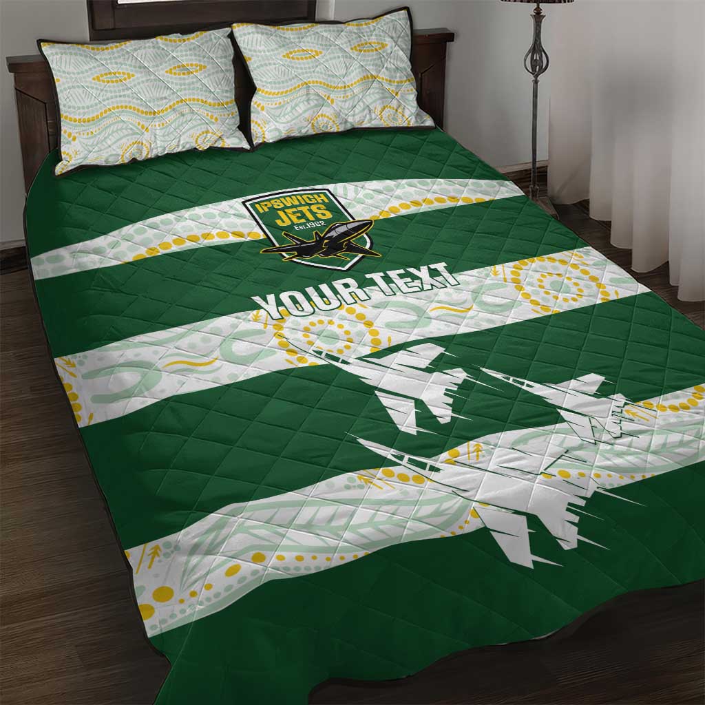 Ipswich Rugby Custom Quilt Bed Set Go Jets Aboriginal Art - Aussie Hoodie