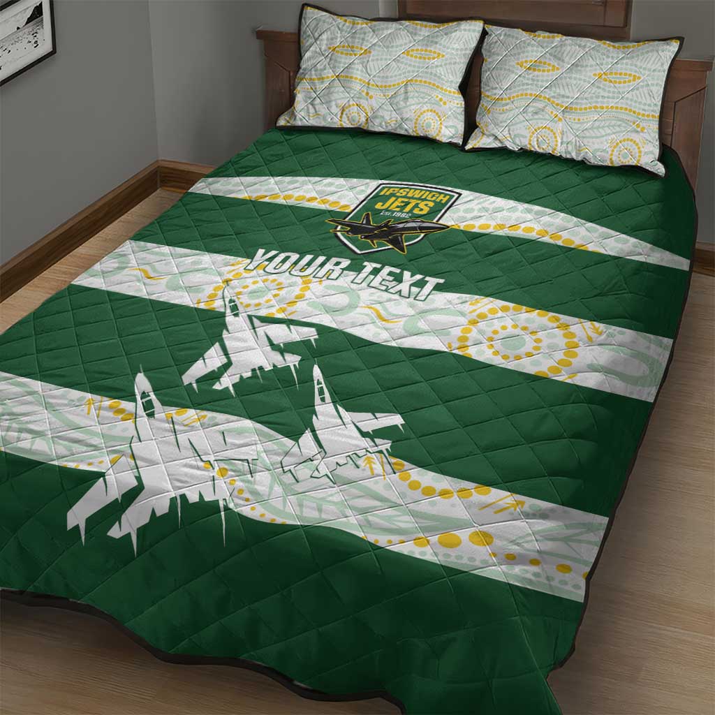 Ipswich Rugby Custom Quilt Bed Set Go Jets Aboriginal Art - Aussie Hoodie