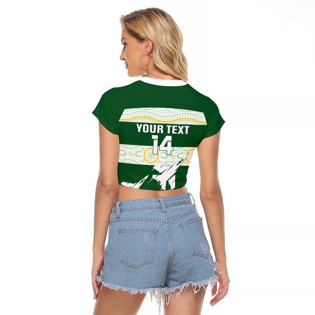 Ipswich Rugby Custom Raglan Cropped T Shirt Go Jets Aboriginal Art - Aussie Hoodie
