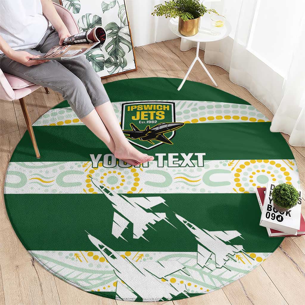 Ipswich Rugby Custom Round Carpet Go Jets Aboriginal Art - Aussie Hoodie
