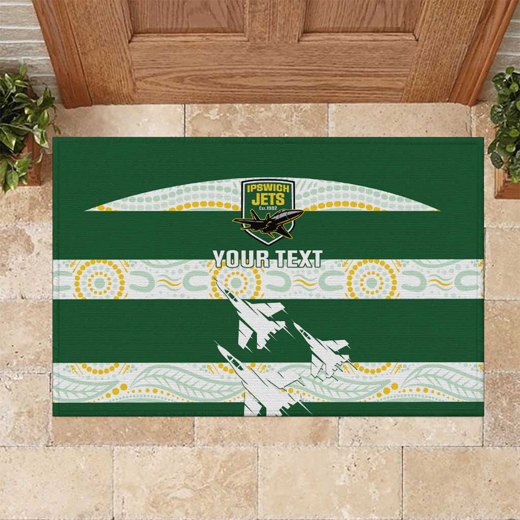 Ipswich Rugby Custom Rubber Doormat Go Jets Aboriginal Art - Aussie Hoodie