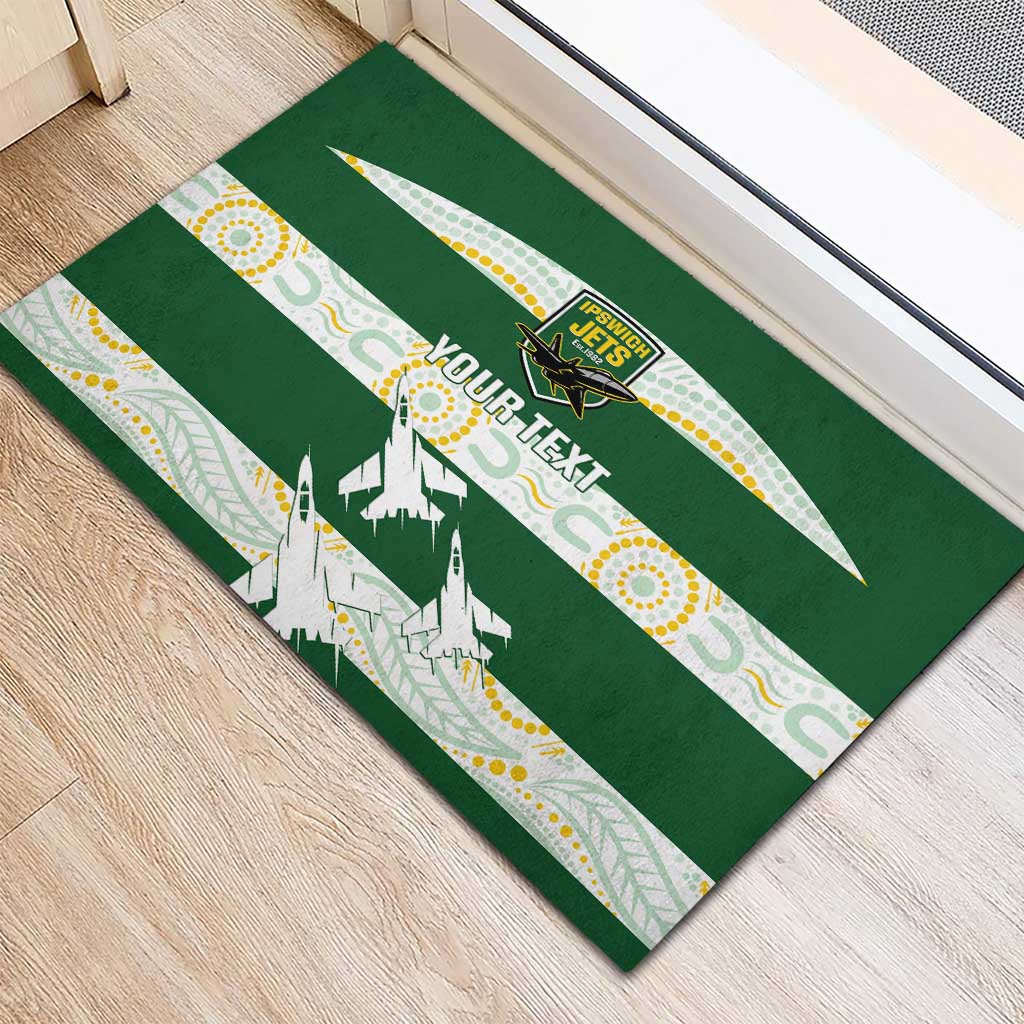 Ipswich Rugby Custom Rubber Doormat Go Jets Aboriginal Art - Aussie Hoodie