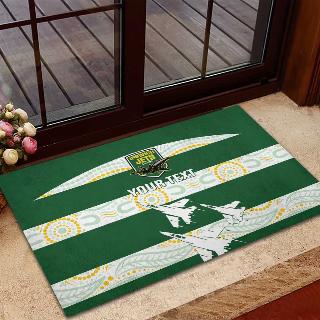 Ipswich Rugby Custom Rubber Doormat Go Jets Aboriginal Art - Aussie Hoodie