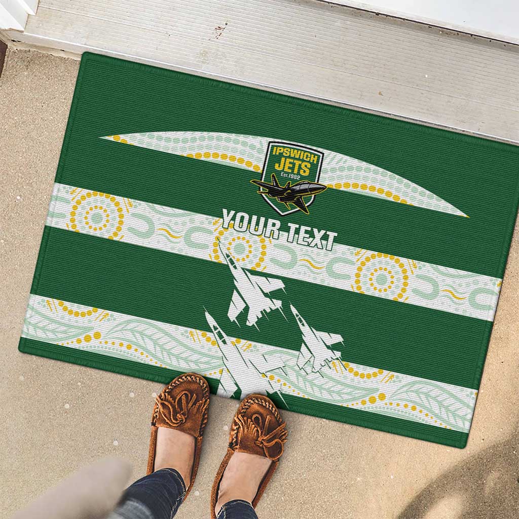 Ipswich Rugby Custom Rubber Doormat Go Jets Aboriginal Art - Aussie Hoodie