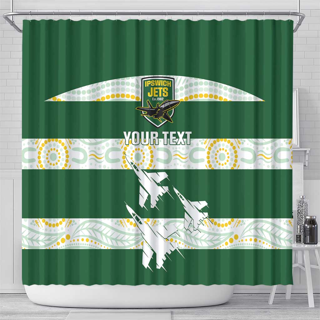 Ipswich Rugby Custom Shower Curtain Go Jets Aboriginal Art - Aussie Hoodie
