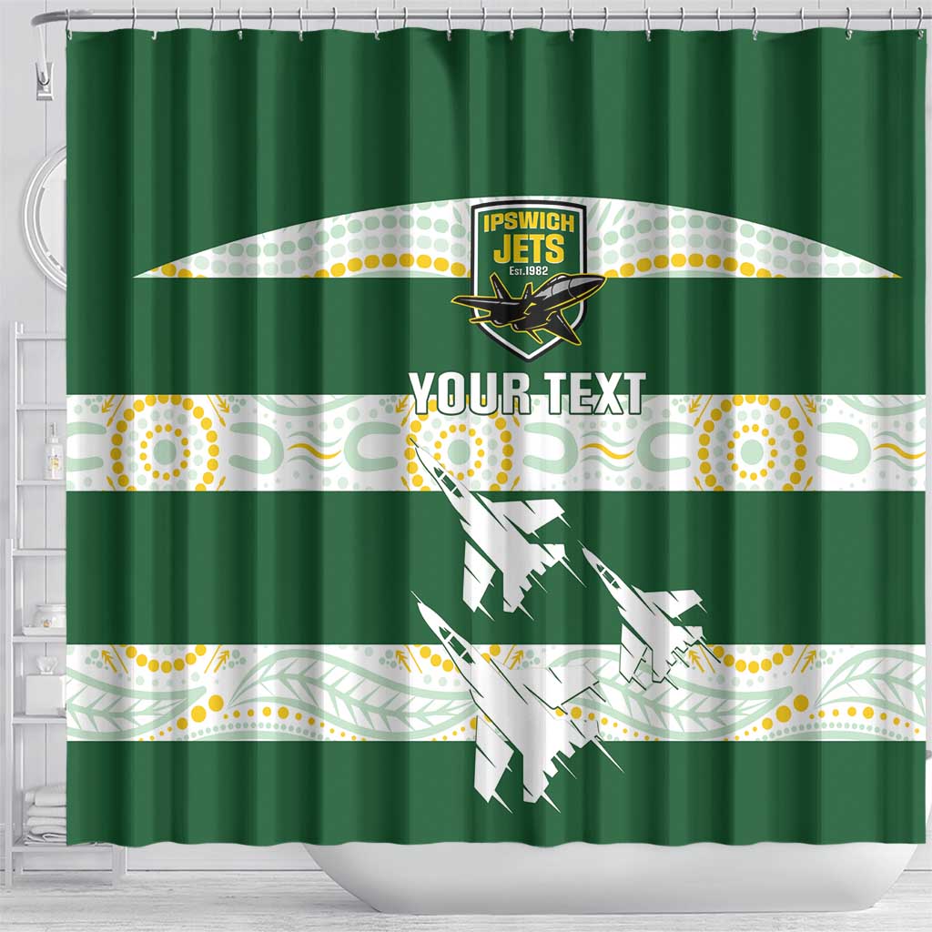 Ipswich Rugby Custom Shower Curtain Go Jets Aboriginal Art - Aussie Hoodie