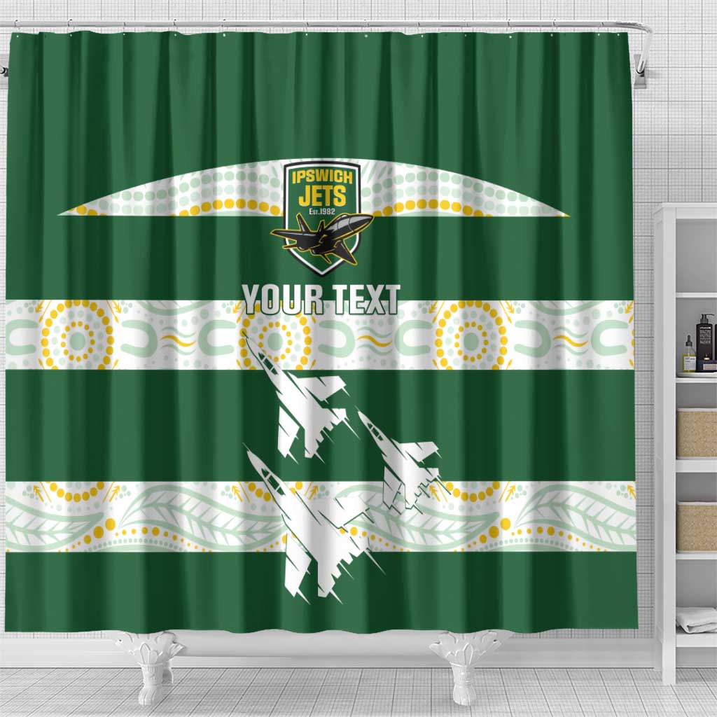 Ipswich Rugby Custom Shower Curtain Go Jets Aboriginal Art - Aussie Hoodie
