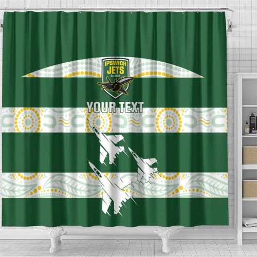 Ipswich Rugby Custom Shower Curtain Go Jets Aboriginal Art - Aussie Hoodie