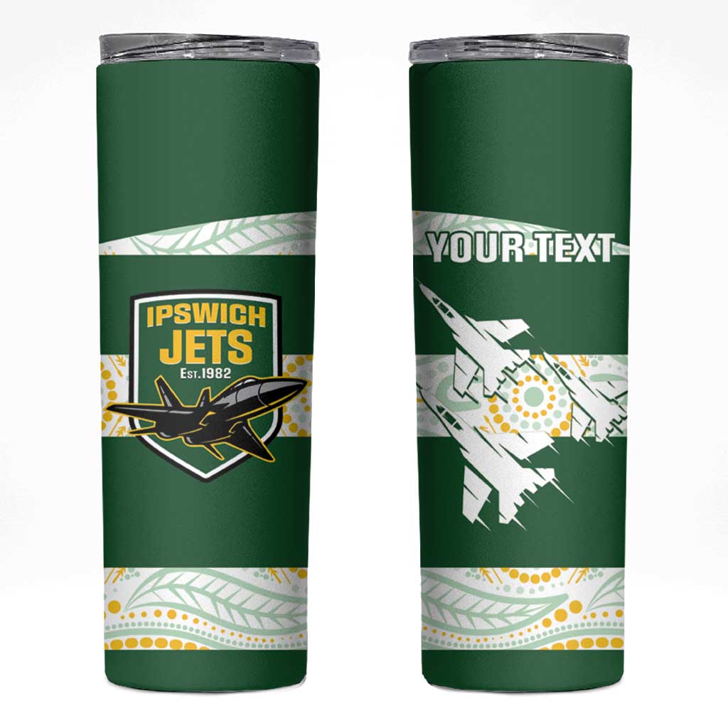 Ipswich Rugby Custom Skinny Tumbler Go Jets Aboriginal Art - Aussie Hoodie