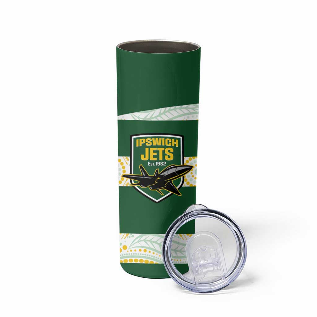 Ipswich Rugby Custom Skinny Tumbler Go Jets Aboriginal Art - Aussie Hoodie