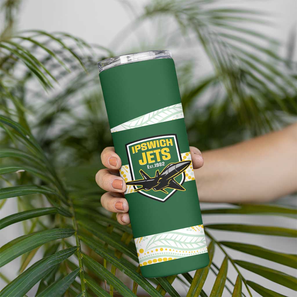 Ipswich Rugby Custom Skinny Tumbler Go Jets Aboriginal Art - Aussie Hoodie