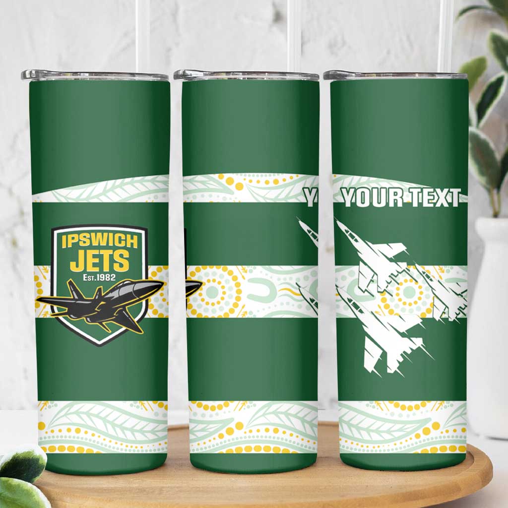 Ipswich Rugby Custom Skinny Tumbler Go Jets Aboriginal Art - Aussie Hoodie