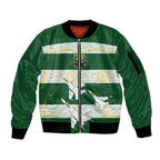 Ipswich Rugby Custom Sleeve Zip Bomber Jacket Go Jets Aboriginal Art - Aussie Hoodie