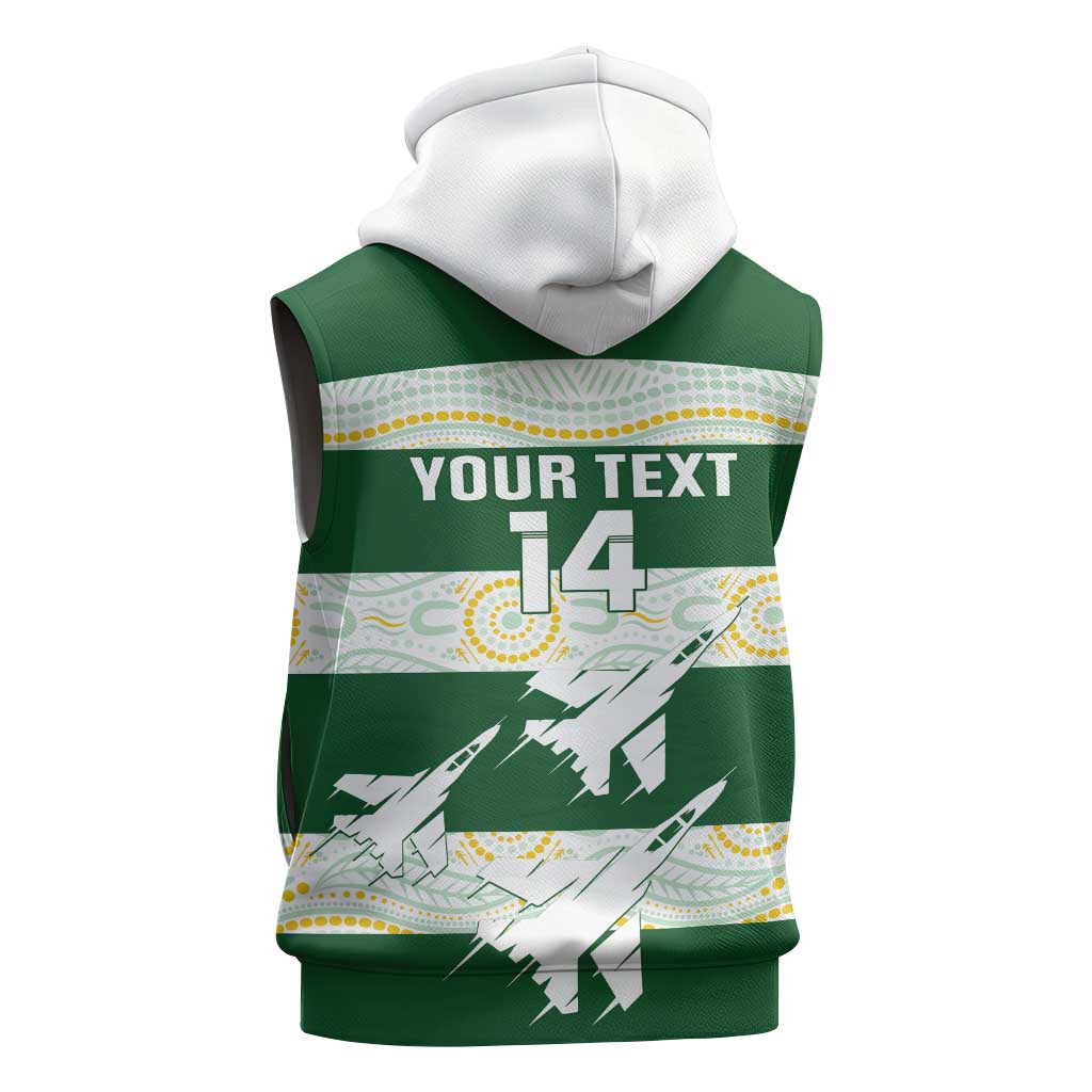 Ipswich Rugby Custom Sleeveless Hoodie Go Jets Aboriginal Art - Aussie Hoodie