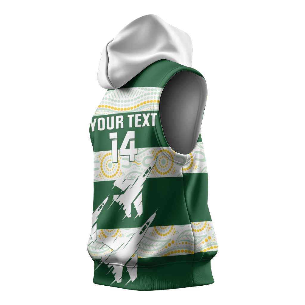 Ipswich Rugby Custom Sleeveless Hoodie Go Jets Aboriginal Art - Aussie Hoodie