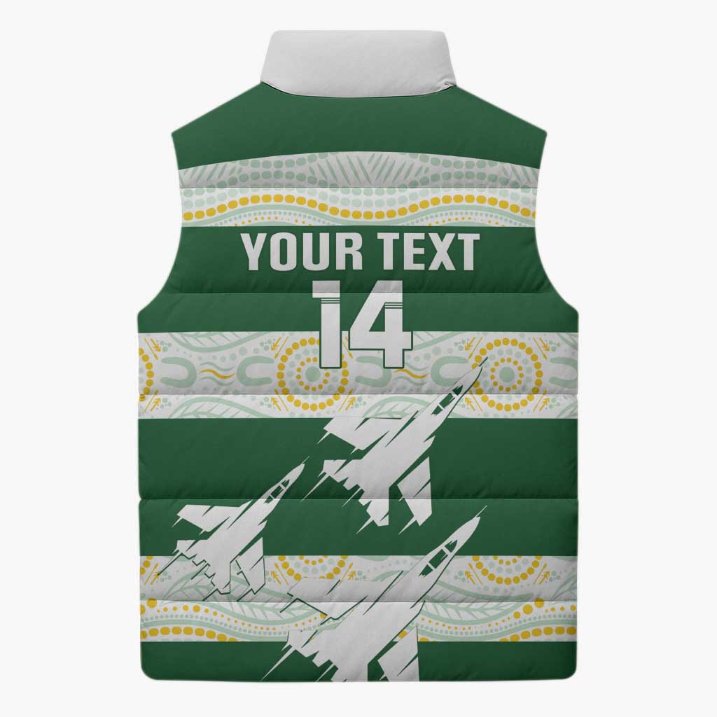 Ipswich Rugby Custom Sleeveless Puffer Jacket Go Jets Aboriginal Art - Aussie Hoodie