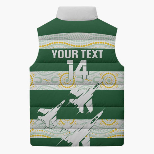 Ipswich Rugby Custom Sleeveless Puffer Jacket Go Jets Aboriginal Art - Aussie Hoodie