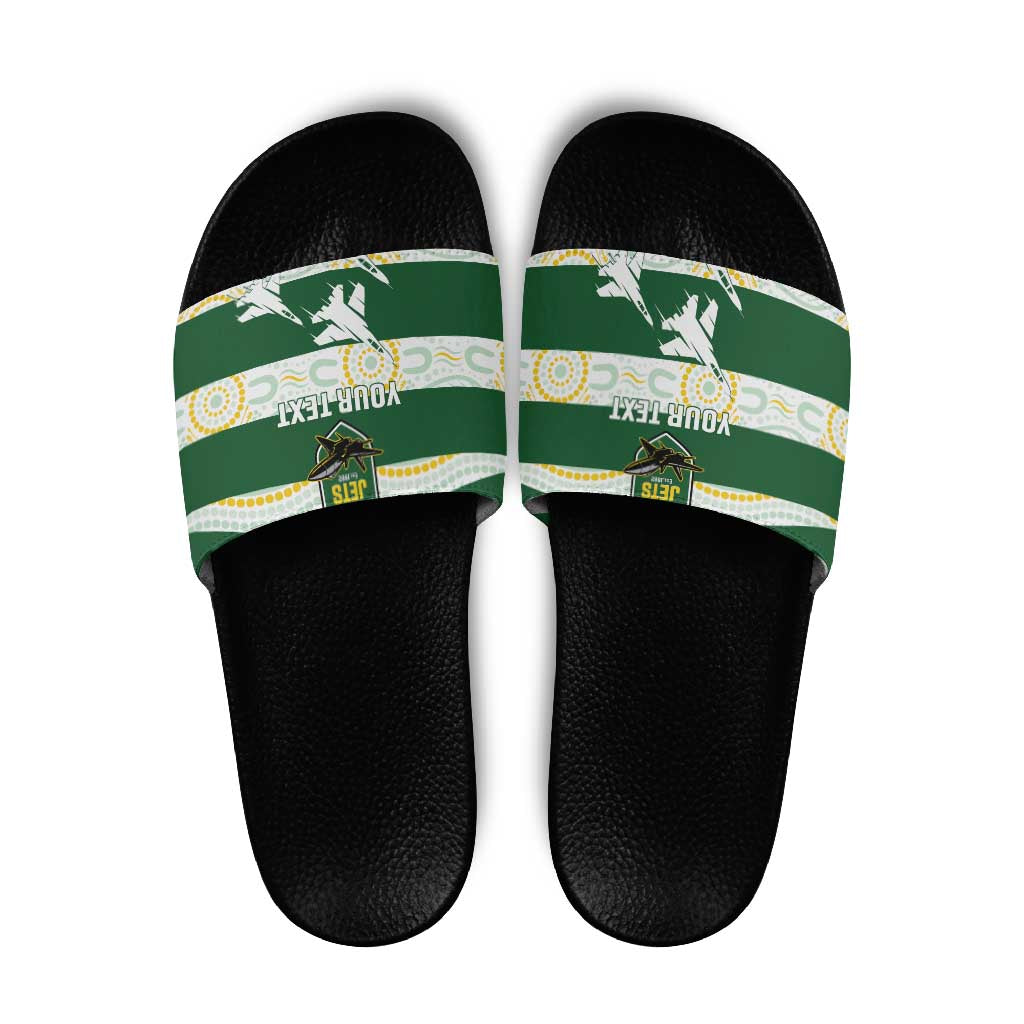 Ipswich Rugby Custom Slide Sandals Go Jets Aboriginal Art - Aussie Hoodie