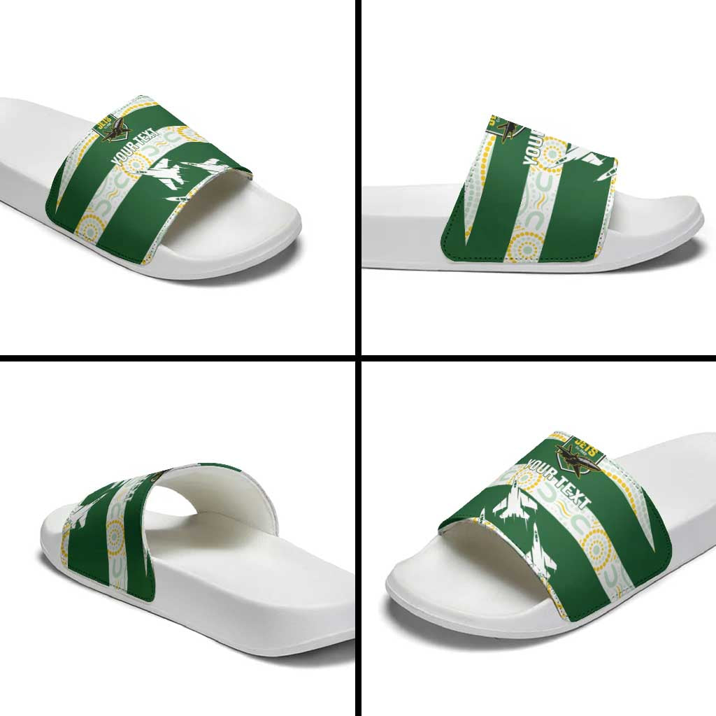 Ipswich Rugby Custom Slide Sandals Go Jets Aboriginal Art - Aussie Hoodie
