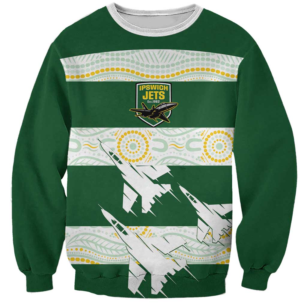 Ipswich Rugby Custom Sweatshirt Go Jets Aboriginal Art - Aussie Hoodie