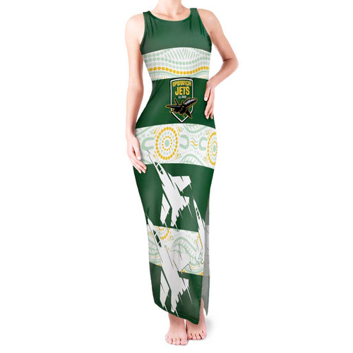 Ipswich Rugby Custom Tank Maxi Dress Go Jets Aboriginal Art - Aussie Hoodie