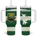 Ipswich Rugby Custom Tumbler With Handle Go Jets Aboriginal Art - Aussie Hoodie