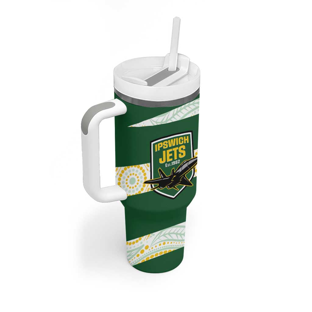 Ipswich Rugby Custom Tumbler With Handle Go Jets Aboriginal Art - Aussie Hoodie