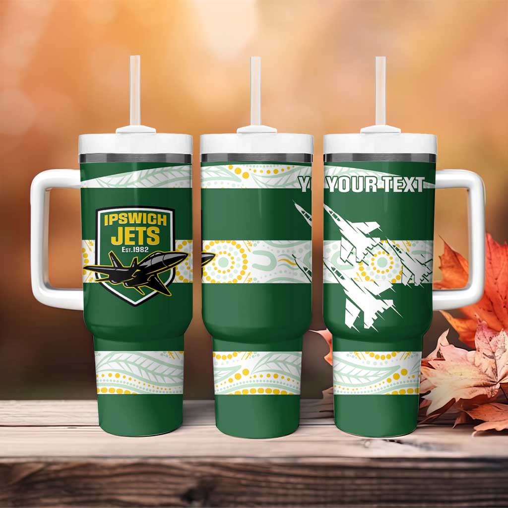 Ipswich Rugby Custom Tumbler With Handle Go Jets Aboriginal Art - Aussie Hoodie