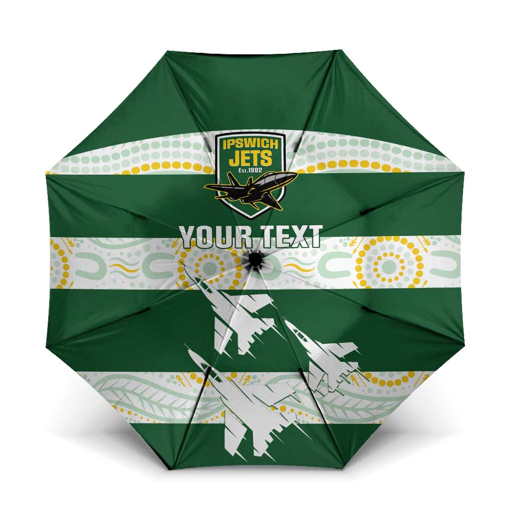 Ipswich Rugby Custom Umbrella Go Jets Aboriginal Art - Aussie Hoodie