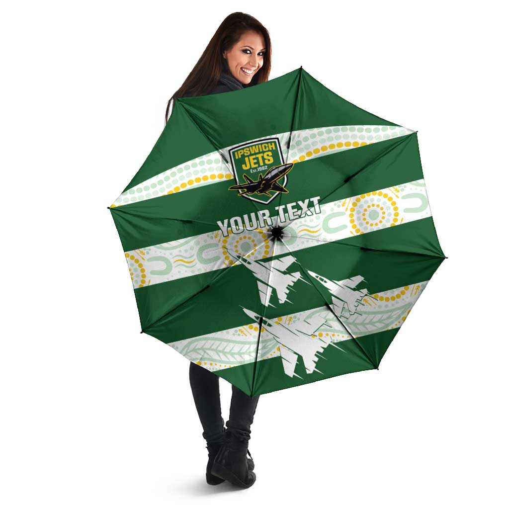 Ipswich Rugby Custom Umbrella Go Jets Aboriginal Art - Aussie Hoodie