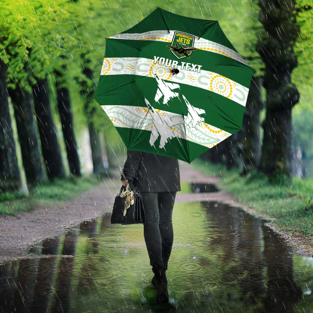 Ipswich Rugby Custom Umbrella Go Jets Aboriginal Art - Aussie Hoodie