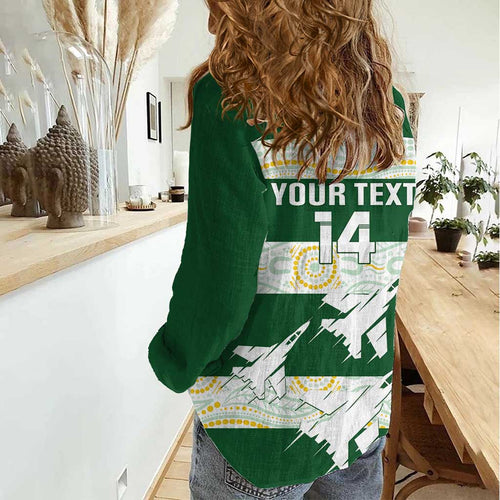 Ipswich Rugby Custom Women Casual Shirt Go Jets Aboriginal Art - Aussie Hoodie