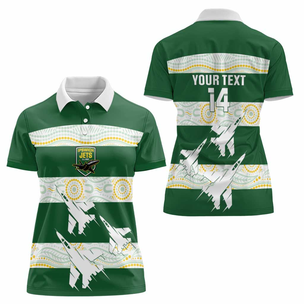 Ipswich Rugby Custom Women Polo Shirt Go Jets Aboriginal Art - Aussie Hoodie