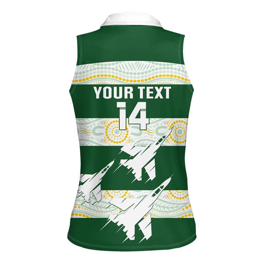 Ipswich Rugby Custom Women Sleeveless Polo Shirt Go Jets Aboriginal Art - Aussie Hoodie