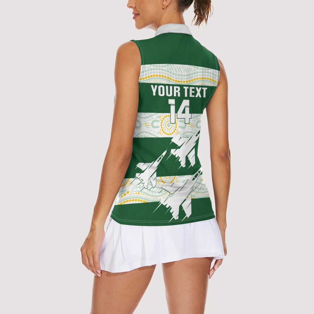 Ipswich Rugby Custom Women Sleeveless Polo Shirt Go Jets Aboriginal Art - Aussie Hoodie