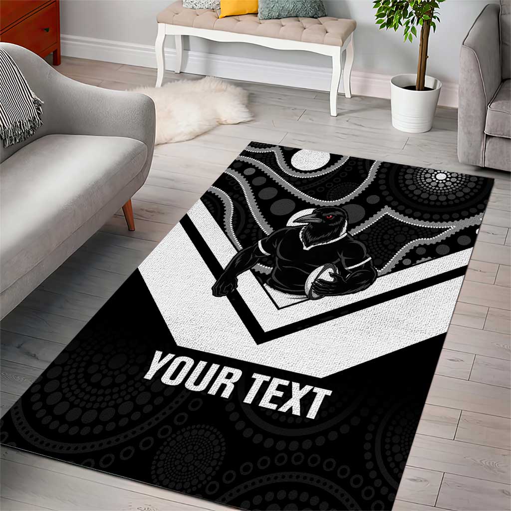 Souths Rugby Custom Area Rug Go Magpies Mascot Aboriginal Art - Aussie Hoodie