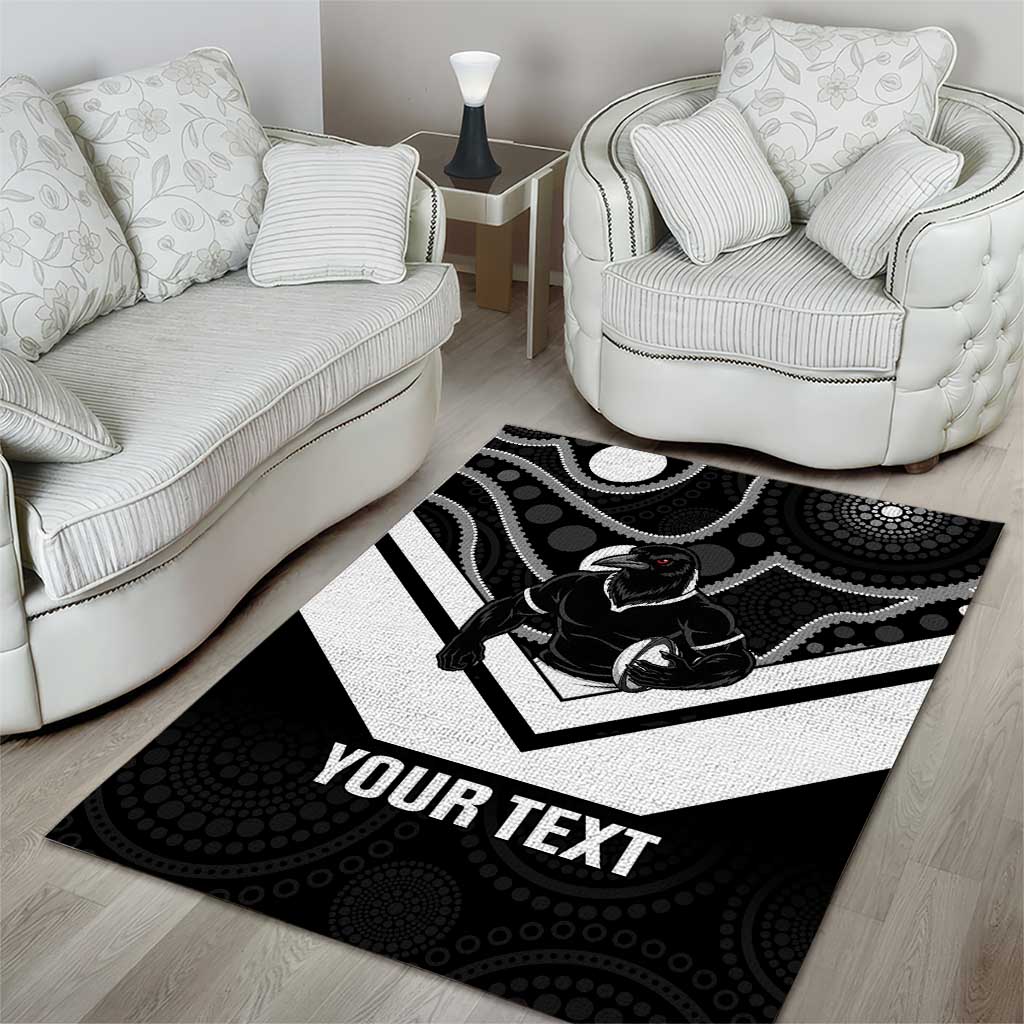 Souths Rugby Custom Area Rug Go Magpies Mascot Aboriginal Art - Aussie Hoodie