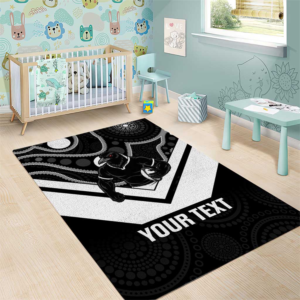 Souths Rugby Custom Area Rug Go Magpies Mascot Aboriginal Art - Aussie Hoodie