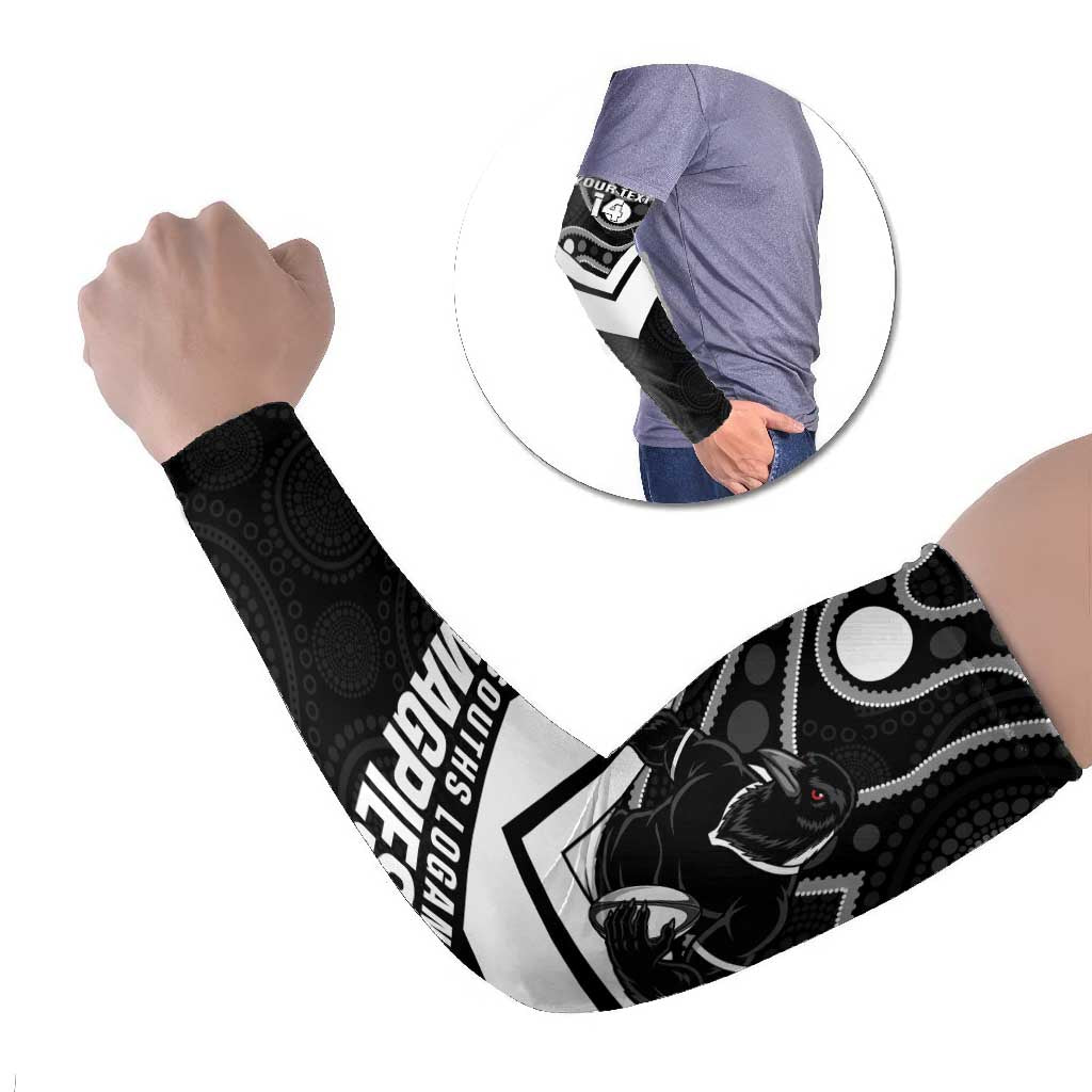 Souths Rugby Custom Arm Sleeves Go Magpies Mascot Aboriginal Art - Aussie Hoodie