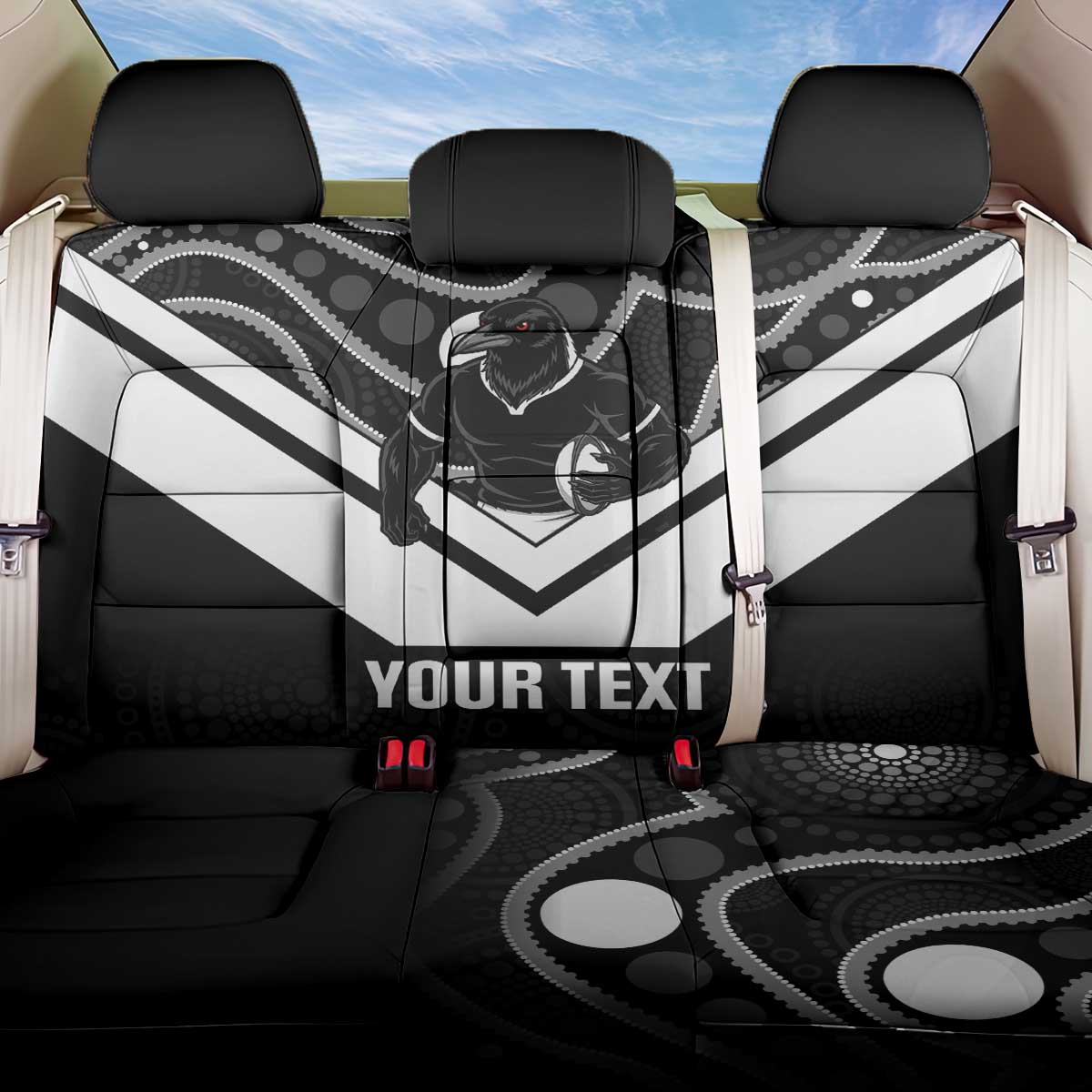 Souths Rugby Custom Back Car Seat Cover Go Magpies Mascot Aboriginal Art - Aussie Hoodie