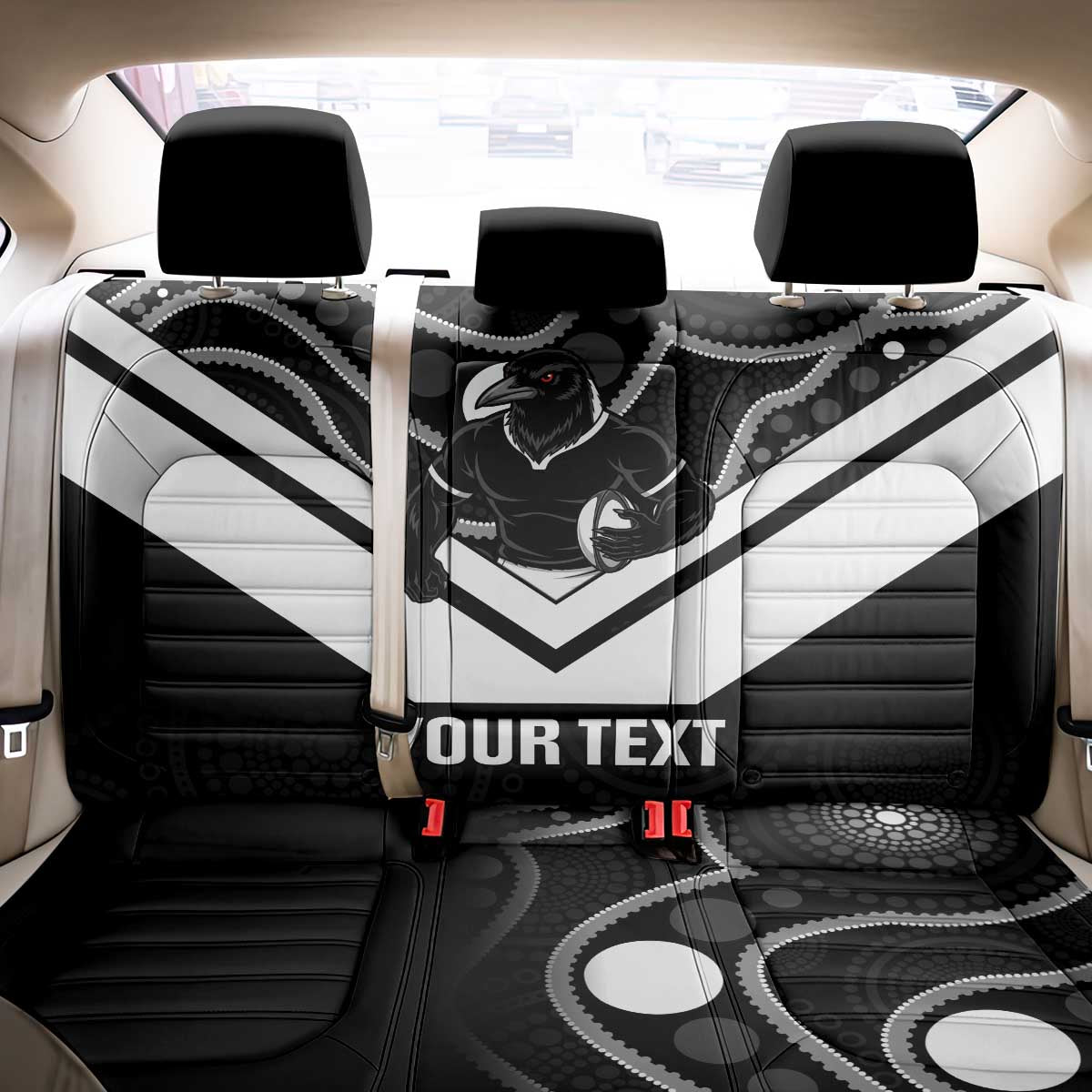 Souths Rugby Custom Back Car Seat Cover Go Magpies Mascot Aboriginal Art - Aussie Hoodie