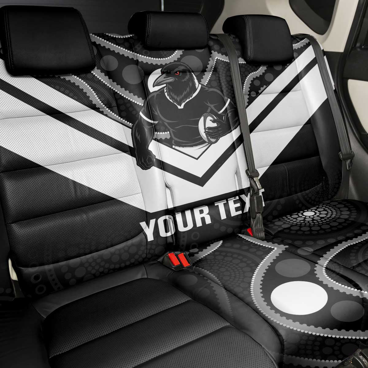 Souths Rugby Custom Back Car Seat Cover Go Magpies Mascot Aboriginal Art - Aussie Hoodie