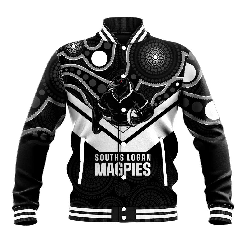 Souths Rugby Custom Baseball Jacket Go Magpies Mascot Aboriginal Art - Aussie Hoodie