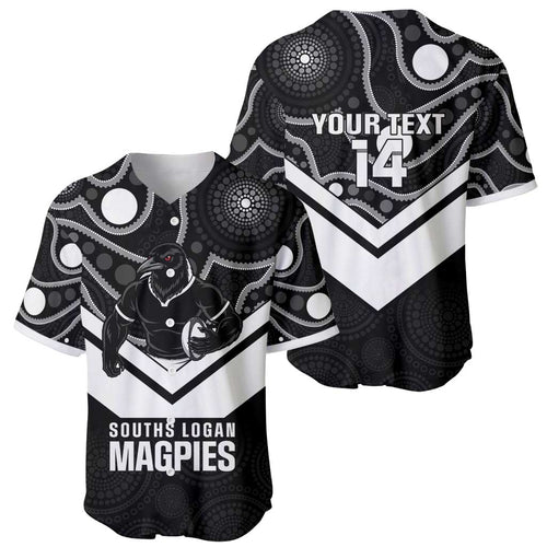 Souths Rugby Custom Baseball Jersey Go Magpies Mascot Aboriginal Art - Aussie Hoodie