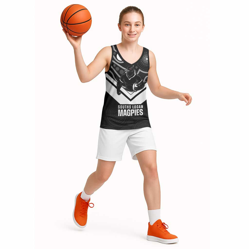 Souths Rugby Custom Basketball Jersey Go Magpies Mascot Aboriginal Art - Aussie Hoodie