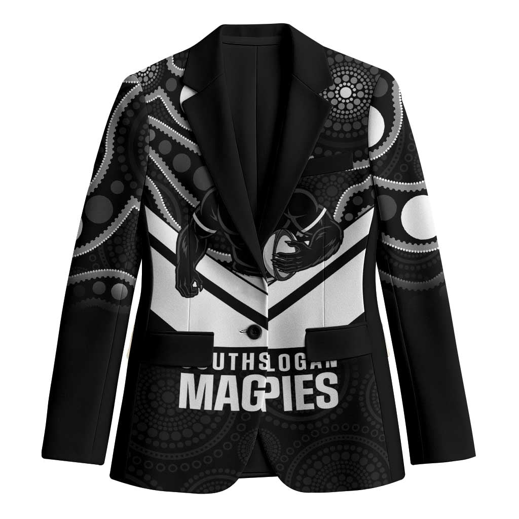 Souths Rugby Custom Blazer Go Magpies Mascot Aboriginal Art - Aussie Hoodie