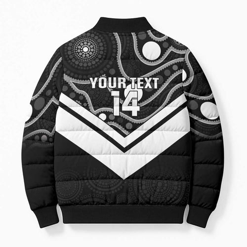 Souths Rugby Custom Bomber Puffer Jacket Go Magpies Mascot Aboriginal Art - Aussie Hoodie