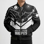 Souths Rugby Custom Bomber Puffer Jacket Go Magpies Mascot Aboriginal Art - Aussie Hoodie